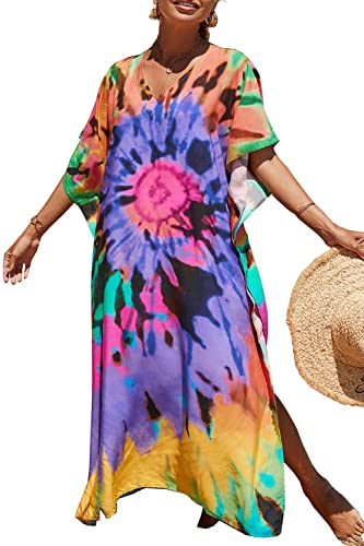 LikeJump Damen Morgenmantel Kaftan Kimono Homewear Bademantel Strand Maxikleid Bikini Cover Ups Tops von LikeJump