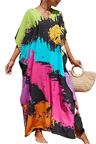 LikeJump Damen Morgenmantel Kaftan Kimono Homewear Bademantel Strand Maxikleid Bikini Cover Ups Tops von LikeJump