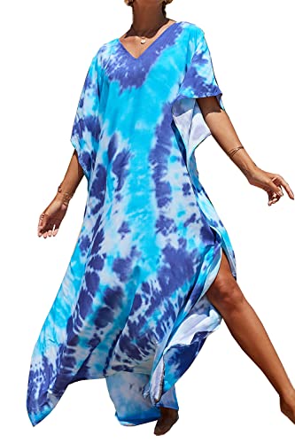 LikeJump Damen Morgenmantel Kaftan Kimono Homewear Bademantel Strand Maxikleid Bikini Cover Ups Tops von LikeJump