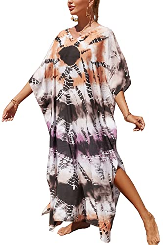 LikeJump Damen Morgenmantel Kaftan Kimono Homewear Bademantel Strand Maxikleid Bikini Cover Ups Tops von LikeJump