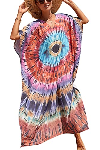 LikeJump Damen Morgenmantel Kaftan Kimono Homewear Bademantel Strand Maxikleid Bikini Cover Ups Tops von LikeJump