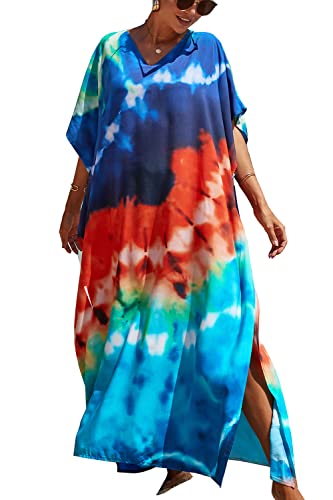 LikeJump Damen Morgenmantel Kaftan Kimono Homewear Bademantel Strand Maxikleid Bikini Cover Ups Tops von LikeJump