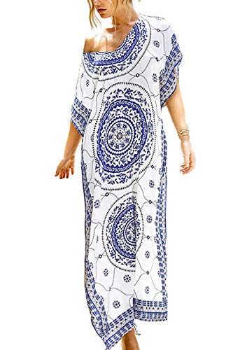 LikeJump Damen Sommer Baumwolle Strandkleider Maxi Kaftan Pareos Strand Abdeckungs Bikini Cover Up von LikeJump