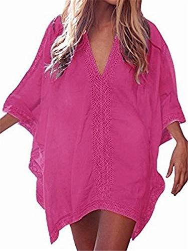 LikeJump Damen Sommer Spitze Baumwolle Tunika Strandkleider Strandponcho Strand Abdeckungs Bikini Cover Up von LikeJump