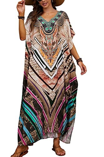 LikeJump Damen Sommer Strandkleider Maxi Kaftan Pareos Strand Abdeckungs Bikini Cover Up von LikeJump