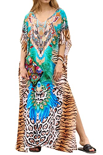 LikeJump Damen Sommer Strandkleider Maxi Kaftan Pareos Strand Abdeckungs Bikini Cover Up von LikeJump