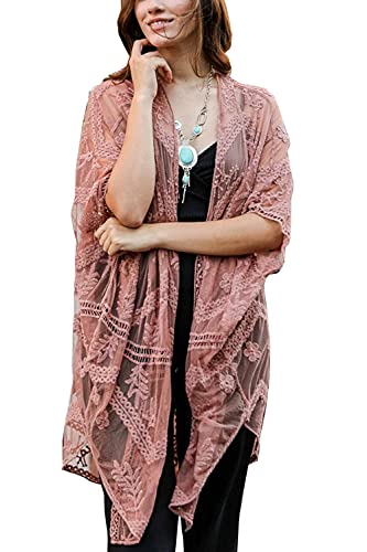 LikeJump Damen Spitze Blumenkleider Floral Kimono Bikini Cover Ups Maxikleid Kimono von LikeJump