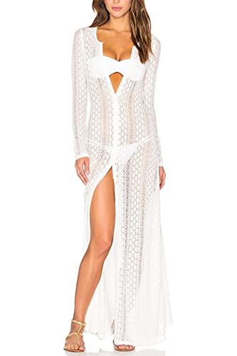 LikeJump Damen Spitze Blumenkleider Kaftan Bikini Cover Up Boho Maxi Kleid Knielang Badeanzug Kimono von LikeJump