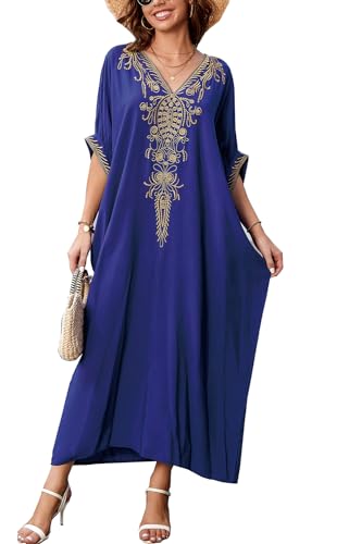 LikeJump Damen Stickerei Kaftan Kleid Übergröße Strandkleider Lang Kimono Badeanzug Cover Ups von LikeJump