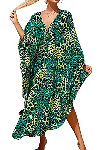 LikeJump Schnelltrocknend Boho Kaftan Beach Maxikleid für Damen Sommer Bikini Cover Ups Übergröße Strandkleider Robes von LikeJump