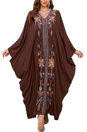 LikeJump Schnelltrocknend Boho Kaftan Beach Maxikleid für Damen Sommer Bikini Cover Ups Übergröße Strandkleider Robes von LikeJump