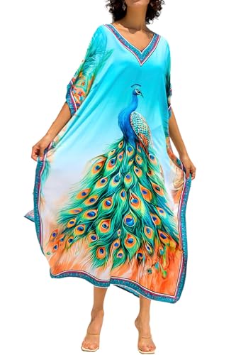 LikeJump Schnelltrocknend Boho Kaftan Beach Maxikleid für Damen Sommer Bikini Cover Ups Übergröße Strandkleider Robes von LikeJump