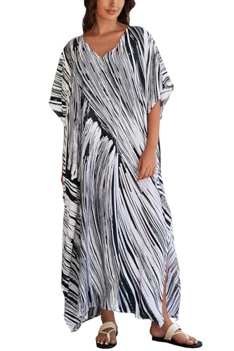 LikeJump Schnelltrocknend Boho Kaftan Beach Maxikleid für Damen Sommer Bikini Cover Ups Übergröße Strandkleider Robes von LikeJump