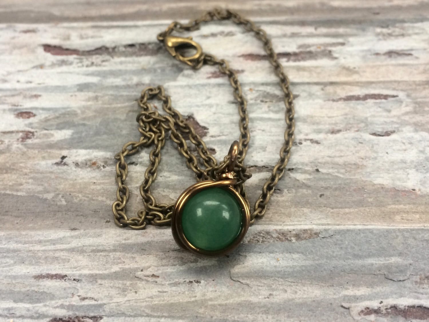 Antik Grüne Aventurin Draht Gewickelte Halskette Heilkristalle Und Steine Halbedelstein Naturstein Schmuck Handgemachte Kristall von LikeMindsLikeMagic