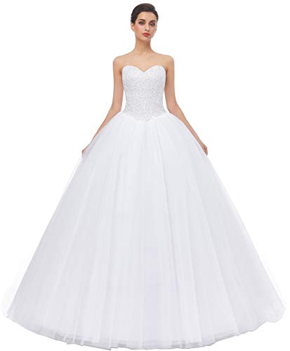 Beautyprom Damen-Ballkleid, Brautkleid, Hochzeitskleid (weiß, 40) von Likedpage