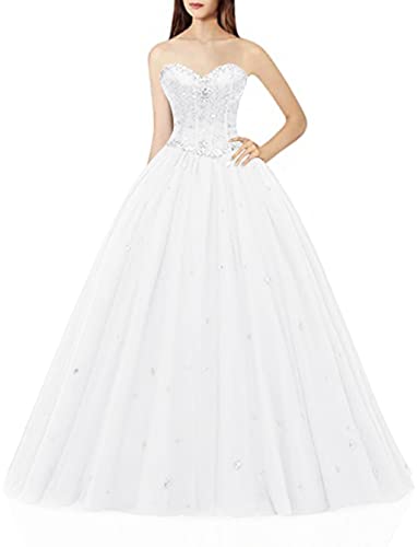 Likedpage Damen Sweetheart Ballkleid Tüll Quinceanera Kleider Ballkleid, elfenbeinfarben, 46 von Likedpage