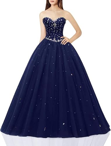 Likedpage Damen Sweetheart Ballkleid Tüll Quinceanera Kleider Ballkleid, navy, 44 von Likedpage
