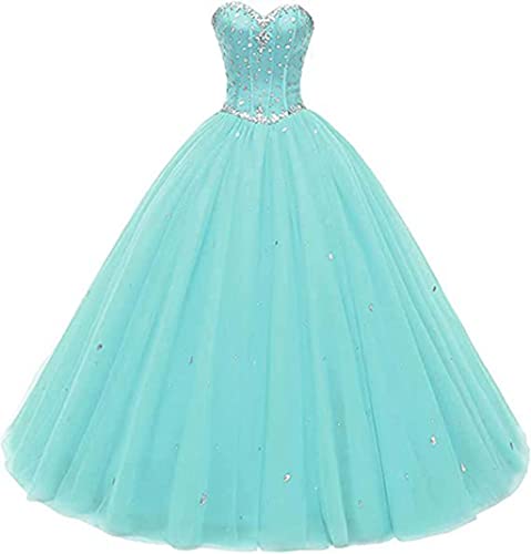Likedpage Damen Sweetheart Ballkleid Tüll Quinceanera Kleider Ballkleid, türkis, 40 von Likedpage