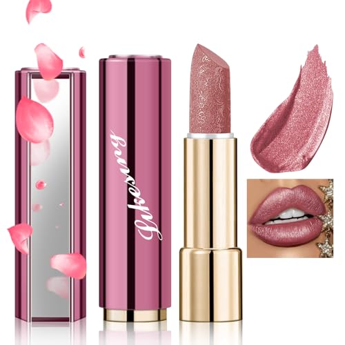 Likesing 1 Stück Glitzer Lippenstift Set Lipgloss 24 Stunden Halt Lipstick Lip Gloss Long Lasting Lippenstift Pink Roter Lip Balm Lipgloss Permanent Make up Damen Frauen Geburtstage Geschenk von Likesing