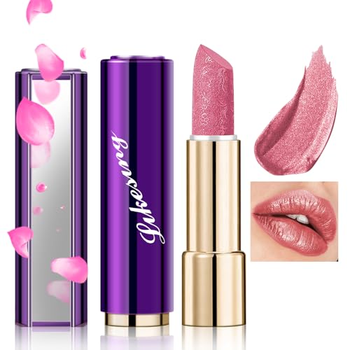 Likesing 1 Stück Glitzer Lippenstift Set Lipgloss 24 Stunden Halt Lipstick Lip Gloss Long Lasting Lippenstift Pink Roter Lip Balm Lipgloss Permanent Make up Damen Frauen Geburtstage Geschenk von Likesing