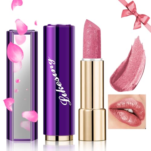Likesing 1 Stück Glitzer Lippenstift Set Lipgloss 24 Stunden Halt Matte Lipstick Lip Gloss Long Lasting Lippenstift Pink Roter Nude Lip Balm Lipgloss Wasserfest Make up Damen Geburtstage Geschenk von Likesing