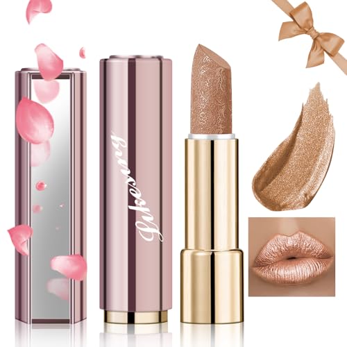 Likesing 1 Stück Glitzer Lippenstift Set Lipgloss 24 Stunden Halt Matte Lipstick Lip Gloss Long Lasting Lippenstift Pink Roter Nude Lip Balm Lipgloss Wasserfest Make up Damen Geburtstage Geschenk von Likesing