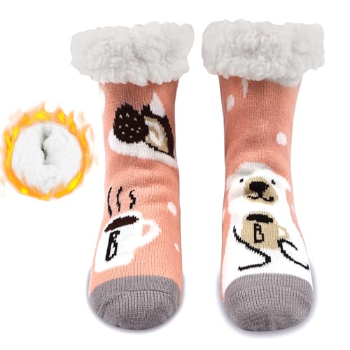 Likesing 1Paar Kuschelsocken Stoppersocken Weihnachtssocken Damen Herren Socken Haussocken Hüttensocken Weihnachten Winter Christmas Sock Antirutschsocken Flauschig Warme Dicke Thermo Socken Geschenke von Likesing