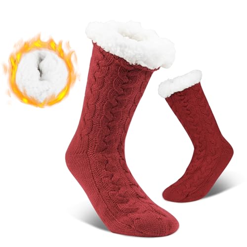 Likesing 1Paar Kuschelsocken Stoppersocken Weihnachtssocken Damen Herren Socken Haussocken Hüttensocken Weihnachten Winter Christmas Sock Antirutschsocken Flauschig Warme Dicke Thermo Socken Geschenke von Likesing