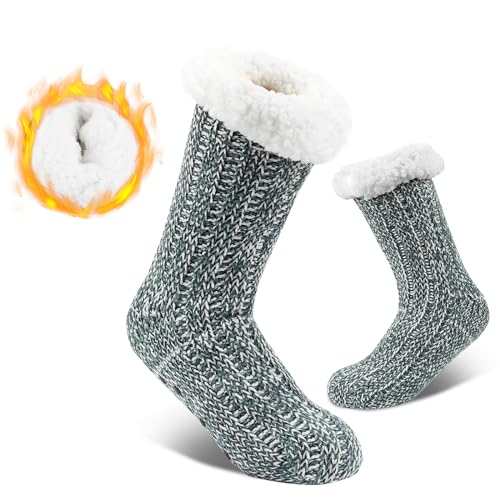 Likesing 1Paar Weihnachtssocken Damen Herren Socken Haussocken Hüttensocken Weihnachten Winter Christmas Sock Antirutschsocken Flauschig Warme Dicke Thermo Socken Geschenke von Likesing