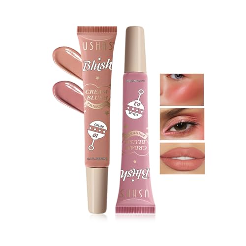 Likesing 2 Stück 3in1 Lippenstift Blush Liquid Lidschatten lip tint Lipgloss Set 24 Stunden Halt Matte Lipstick Lip Gloss oil Balm Long Lasting Lippenstift Make up Damen Geschenk (01+02, 2) von Likesing