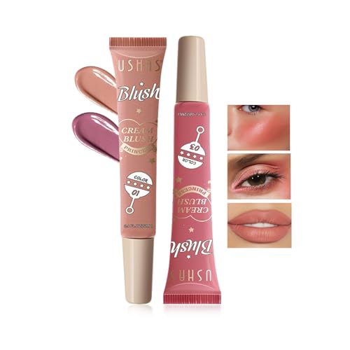 Likesing 2 Stück 3in1 Lippenstift Blush Liquid Lidschatten lip tint Lipgloss Set 24 Stunden Halt Matte Lipstick Lip Gloss oil Balm Long Lasting Lippenstift Make up Damen Geschenk (01+03, 2) von Likesing