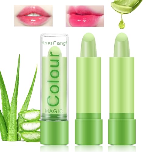 Likesing 2 Stück Aloe Vera Lips Lippenstift Farbwechselnder Temperaturempfindlicher Faebverändernder Lippenstift Set Pink Magic Lip Gloss Balm Jelly Lipstick 24 stunden Mädchen Geschenk Geburtstage von Likesing