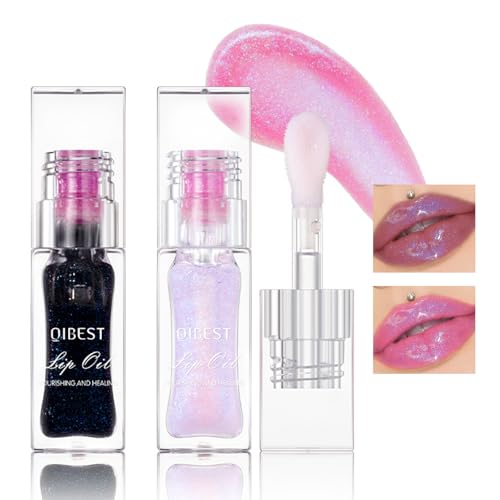 Likesing 2 Stück Lip Oil Gloss Glitzer Lippenstifte Farbwechselnder Temperaturempfindlicher Faebverändernder Lippenstift Schwarzer Lipgloss Set Lip Plumper Balm Lipstick 24 stunden Mädchen Geschenk von Likesing