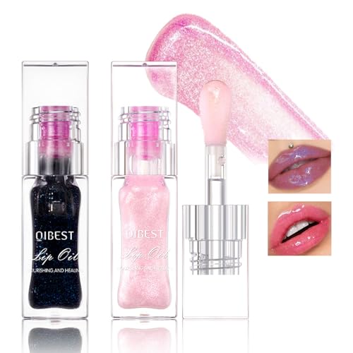 Likesing 2 Stück Lip Oil Gloss Glitzer Lippenstifte Farbwechselnder Temperaturempfindlicher Faebverändernder Lippenstift Schwarzer Lipgloss Set Lip Plumper Balm Lipstick 24 stunden Mädchen Geschenk von Likesing