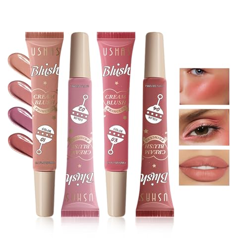 Likesing 4 Stück 3in1 Lippenstift Blush Liquid Lidschatten lip tint Lipgloss Set 24 Stunden Halt Wasserfester Matte Lipstick Lip Gloss oil Long Lasting Lippenstift Lip Balm Make up Damen Geschenk von Likesing