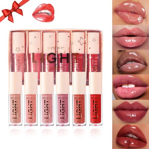 Likesing 6 Stück Lippenöl Lip Glow Oil Plumper Lippenstift Set Lipgloss 24 Stunden Halt Lipstick Lip Tint Stain Lip Gloss Balm Long Lasting Pink Roter Make Up Mädchen Lipgloss Geschenk Lippenpflege von Likesing