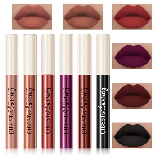 Likesing 6 Stück Schwarzer Lippenstift Set 24 Stunden Halt Lipgloss Matte Black Lipstick Lip Gloss Long Lasting Schwarz Lippenstift Lip Balm Lipgloss Halloween Geschenk Make up Damen Frauen von Likesing