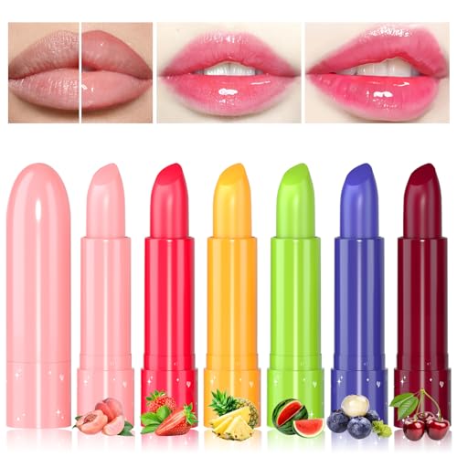 Likesing 6 Stück Lippenstift Set Obst Lipgloss Befeuchten Faebverändernder Pink Magic Lip Farbwechselnder Lippenstift Crystal Jelly Fruit Lipstick Lip Balm Gloss Mädchen Geburtstag Geschenk von Likesing