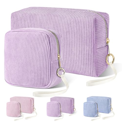 Likesing Kleine Kosmetiktasche Kulturtasche, 2 Stück Cord Kulturbeutel Schminktasche, Tragbare Make Up Tasche Organizer Reise mit Metall Reißverschluss für Mädchen Damen Lila Likesing Kleine Kosmetiktasche Kulturtasche, 2 Stück Cord Kulturbeutel Schminktasche, Tragbare Make Up Tasche Organizer Reise mit Metall Reißverschluss für Mädchen Damen Lila von Likesing