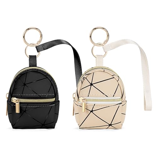 Likesing Kleiner Geldbeutel Damen, 2 Stück Mini Portemonnaie Schlüsseltasche, wasserdichte PU Leder Münzbörse Geldbörse für Frauen Mädchen Kinder Herren Schwarz und Beige von Likesing