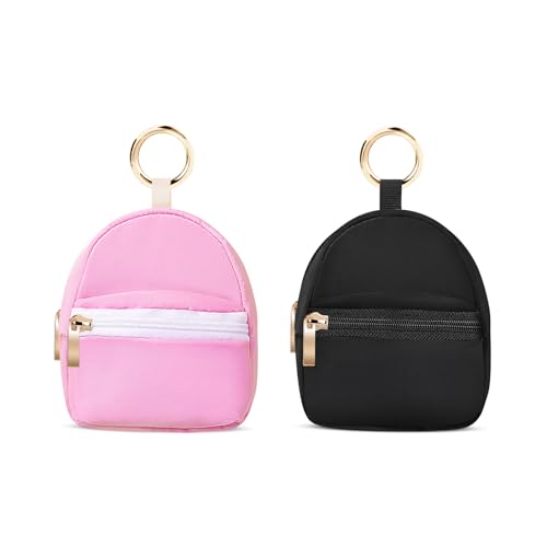 Likesing Mini Geldbeutel Damen, 2 Stück Kleine Geldbörse Münzgeldbörse mit Reißverschluss, Kleine Tasche Schlüsselanhänger Portemonnaie für Frauen Mädchen Kinder Schwarz und Rosa von Likesing