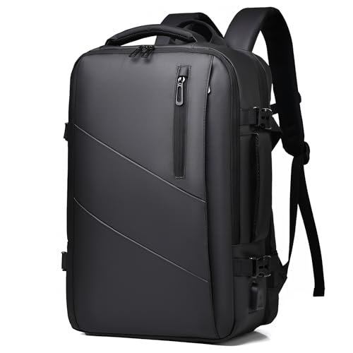 Likesing Rucksack Herren, Laptop Rucksack 17 Zoll, Erweiterbarer 18L-25L Business Rucksack Laptoptasche, Wasserdicht Schulrucksack Backpack für Arbeit Reisen Schule Schwarz von Likesing