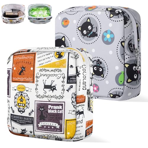 Likesing Tampon Aufbewahrung, 2 Stück Binden Tasche Perioden Tasche für Mädchen Teenager, Weiche Klein Damenbinde Binden Aufbewahrung Hygienetasche für erste Periode Mädchen Grau und Weiß von Likesing