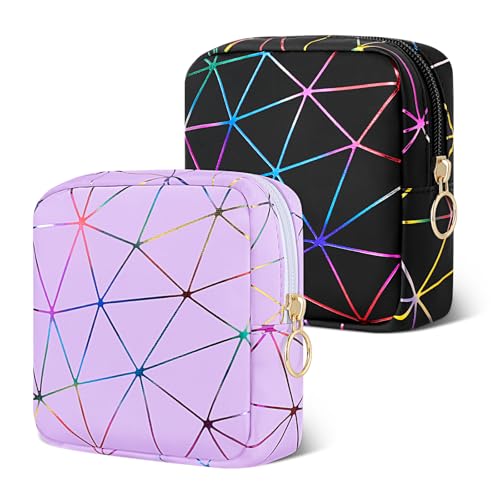 Likesing Tampon Binden Aufbewahrung, 2 Stück Mini Damenbinde Aufbewahrungstasche, Wasserdichtes PU Leder Tampontasche Organizer Tasche für Damen Mädchen Schwarz und Lila Likesing Tampon Binden Aufbewahrung, 2 Stück Mini Damenbinde Aufbewahrungstasche, Wasserdichtes PU Leder Tampontasche Organizer Tasche für Damen Mädchen Schwarz und Lila von Likesing