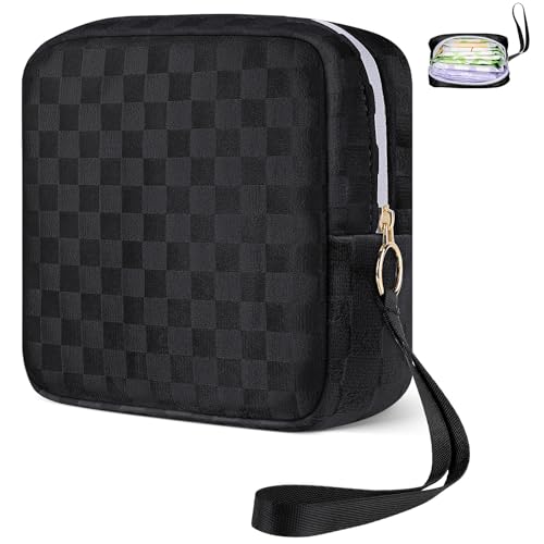 Likesing Tamponhalter für Geldbörse, verbesserte 13,5 cm karierte Perioden-Tasche, Damenbinden-Aufbewahrungstasche mit Handgelenkschlaufe für Mädchen und Frauen, verdickte, tragbare von Likesing