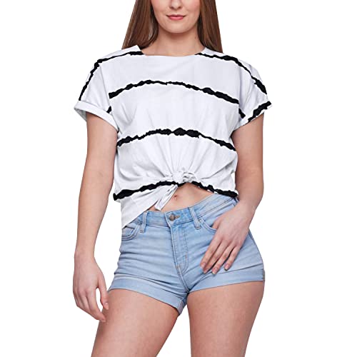 Liking Damen T-Shirt Sommer Kurzarm Rundhals Casual 100% Baumwolle Tshirts,Klassischer Schnitt,Basic Cropped T-Shirt,Loose Fit Shirts für Frauen S von Liking