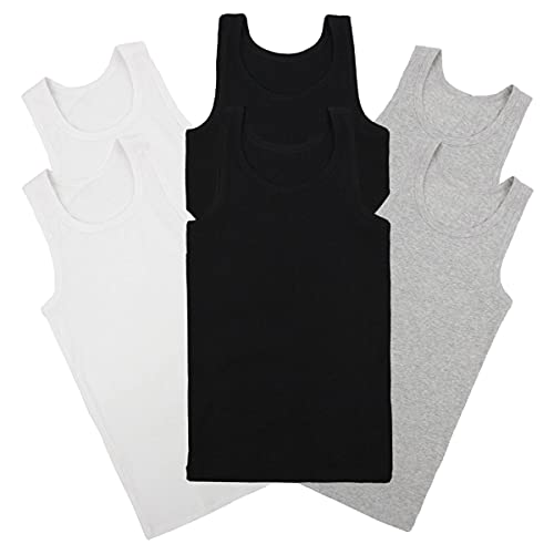 Liking Jungen Unterhemd Baumwolle Tank Top Unterwäsche Knaben Ärmellos 6er-Pack 7301-BWG 128 134 von Liking