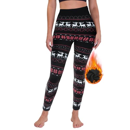 Liking Leggings Gefütterte Damen Winter Thermoleggings Mädchen Weihnachten Muster TeddyInnenfleece 4145-B-1 von Liking