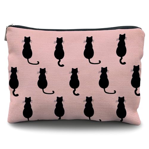 Likjad Katzenliebhaber-Geschenke für Frauen, Make-up-Tasche, Katzengeschenk, Katzengeschenk, Katzengeschenke für Katzenliebhaber, Katzengeschenke für Frauen, Katzengeschenke für Mädchen, Rosa, Pink von Likjad