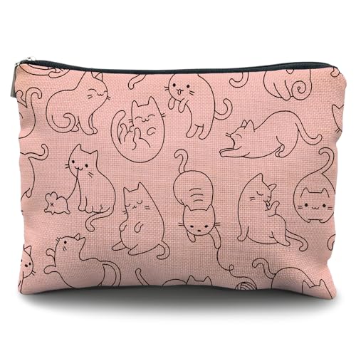 Likjad Make-up-Tasche für Katzenliebhaber, Geschenke für Frauen, Katzengeschenke, Kosmetiktasche, Katzengeschenk für Katzenliebhaber, Katzengeschenke für Frauen, Katzenmütter, Kat-1 von Likjad